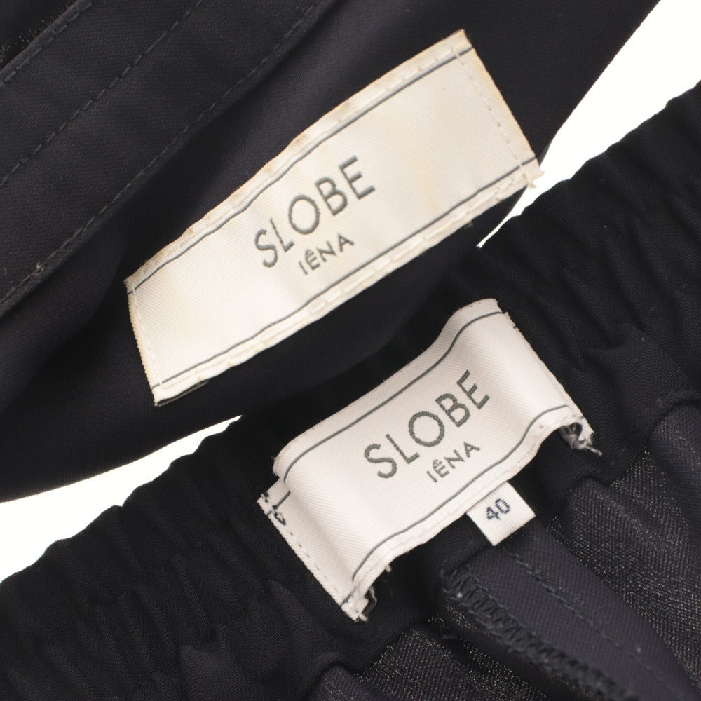 ■ SLOBE IENA ブラウス イージーパンツ セットアップ 半袖 トップス Vネック フレンチ袖 ボトムス レディース 40(L相当) ダークネイビー