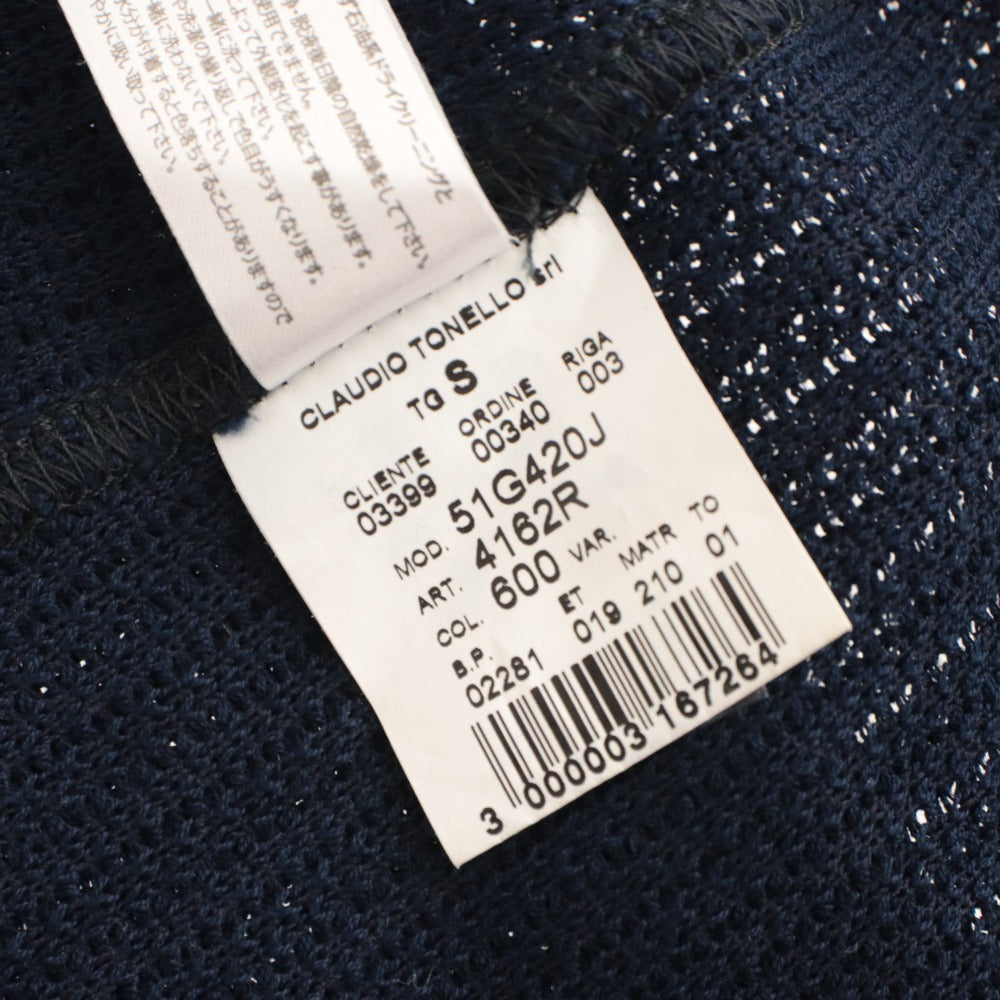 ■ TONELLO T-JACKET Knitted Long-Sleeve Double-Breasted Button Collar Casual Outerwear Made in Italy Men's S Navy