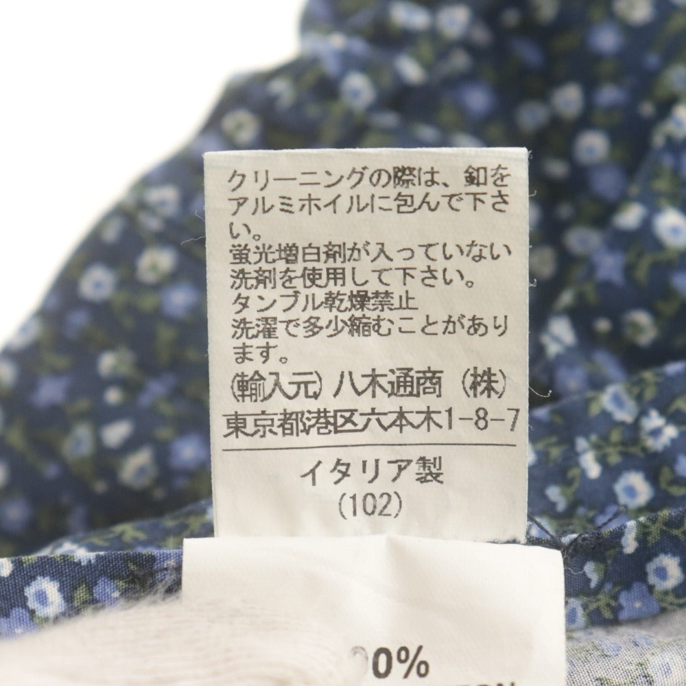 ■ ORIAN Vintage オリアン シャツ 長袖 トップス 花柄 総柄 スリムフィット コットン イタリア製 メンズ S ネイビー系