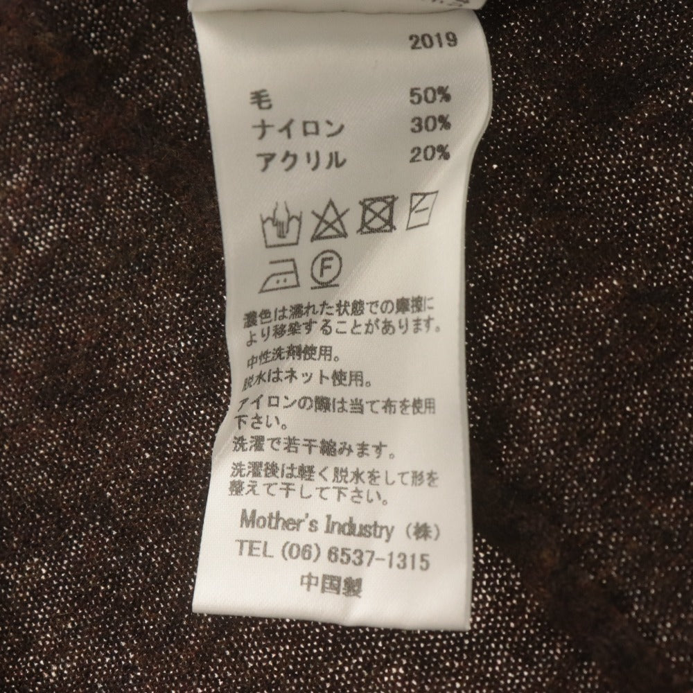 ■ ミズイロインド mizuiro ind ニットトップス 長袖 丸首 クルーネック レディース ブラウン