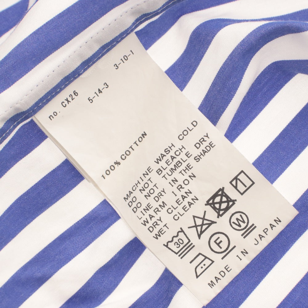 ■ FRAMeWORK フレームワーク ロングシャツ 長袖 トップス ストライプ コットン レディース ホワイト ブルー