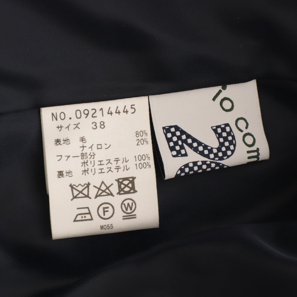 ■ イオコムイオ io comme io ジャケット アウター フェイクファー フード 日本製 レディース 38(M相当)ネイビー系