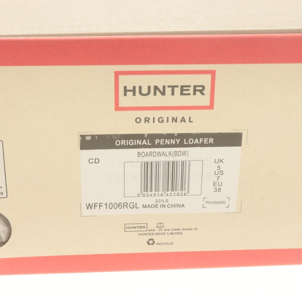 ■ ハンター HUNTER ローファー 靴 オリジナル ペニーローファー 雨 レインシューズ レディース UK5(24cm相当)ライトグレー 箱付き