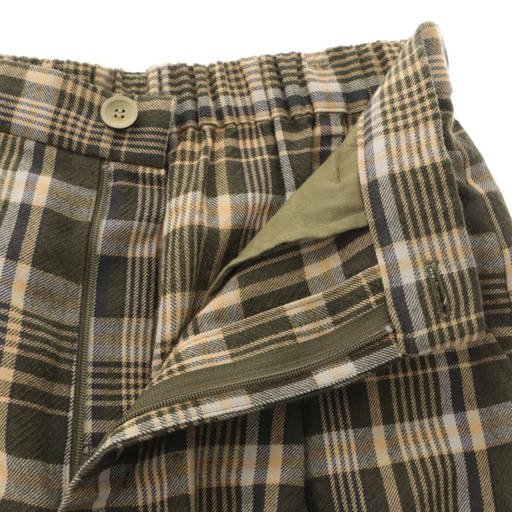 ■ Lucruca ルクルカ パンツ ワイドパンツ ボトムス チェック ウール混 センソユニコ レディース 38 グリーン系