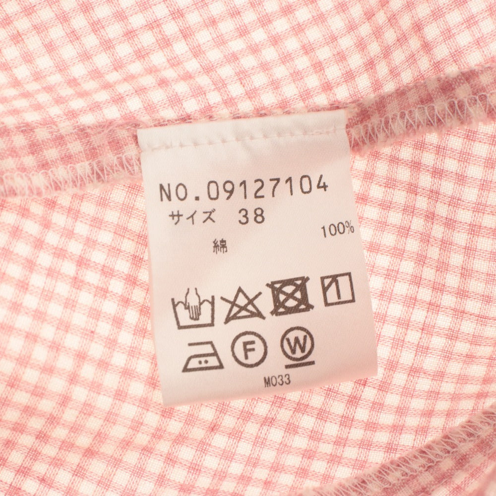 ■ Lucruca ルクルカ シャツ ブラウス 七分袖 トップス ギンガムチェック コットン レディース 38 ピンク系