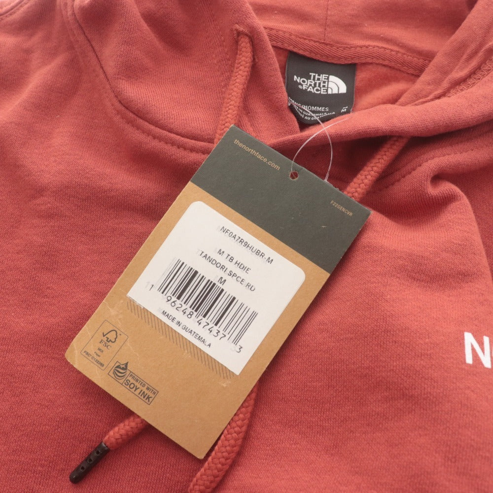 ■ THE NORTH FACE ノースフェイス トレーナー トップス 長袖 フード ポケット ロゴ メンズ M 赤茶系 タグ付き 未使用