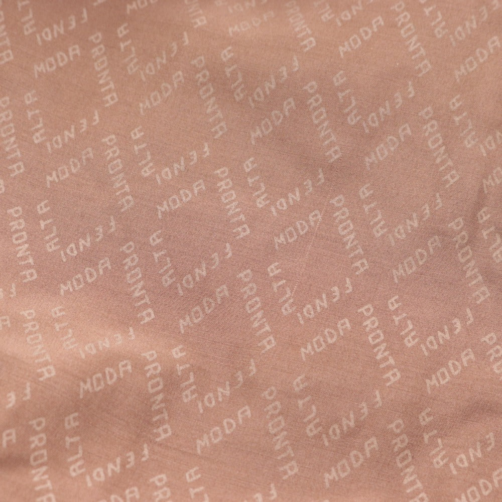 ■ フェンディ ローマ ロングコート 長袖 アウター ミンク ファー シルク ズッカ柄 ボタン レディース ブラウン 袋付き