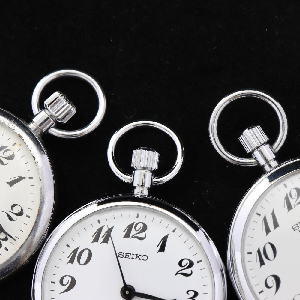 ■ セイコー 19セイコー 懐中時計 3点セット まとめ売り 15石 21石 等 メンズ レディース シルバー 文字盤 ホワイト