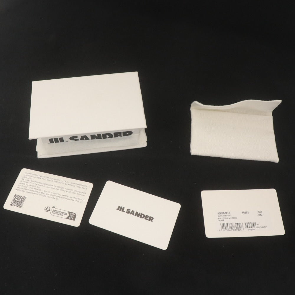 ■ Jil Sander Hoop Earrings J56VG0010 Accessories Logo Engraved Women's Approx. 21g Silver With accessories