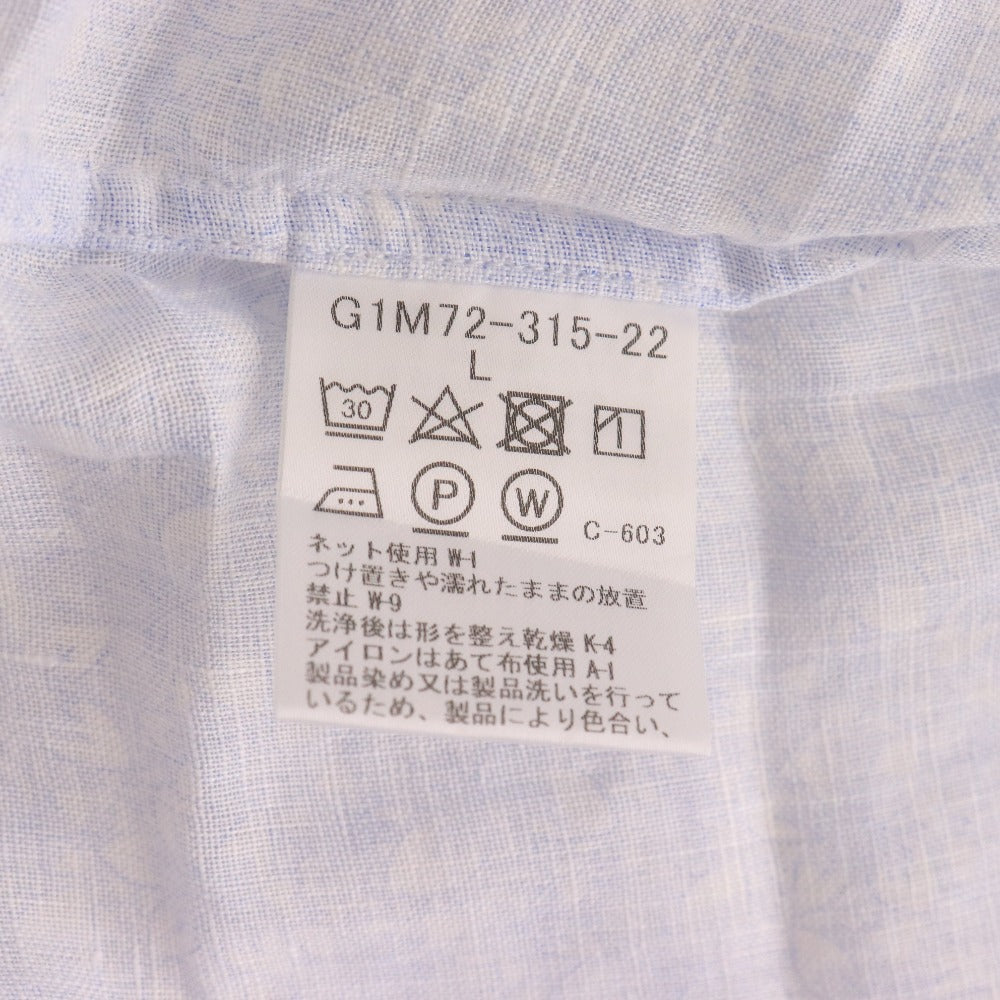 ■ マッキントッシュロンドン シャツ 半袖 トップス 花柄 総柄 麻100％ メンズ L ライトブルー ホワイト タグ付き 未使用