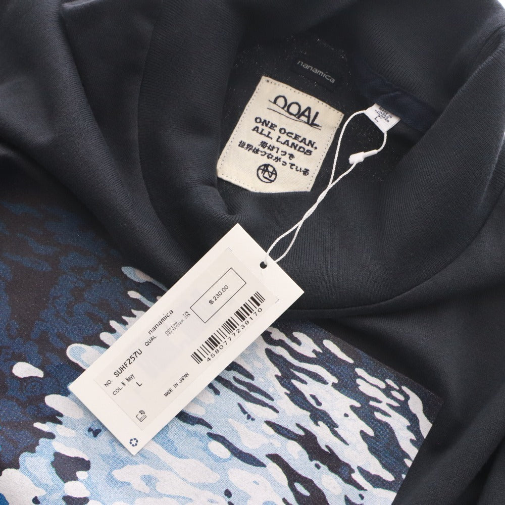 ■ nanamica ナナミカ OOAL Tシャツ ロンT 長袖 トップス プリント 刺繍 モックネック メンズ L ネイビー タグ付き 未使用