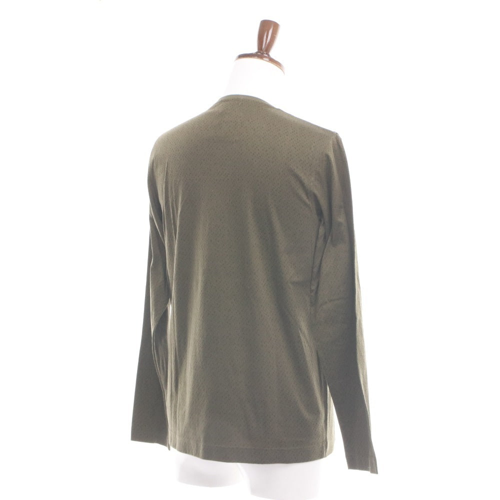 ■ LANVIN ランバン コレクション Tシャツ ロンT 長袖 トップス クルーネック 総柄 メンズ L カーキ タグ付き 未使用