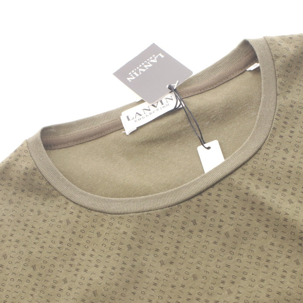 ■ LANVIN ランバン コレクション Tシャツ ロンT 長袖 トップス クルーネック 総柄 メンズ L カーキ タグ付き 未使用