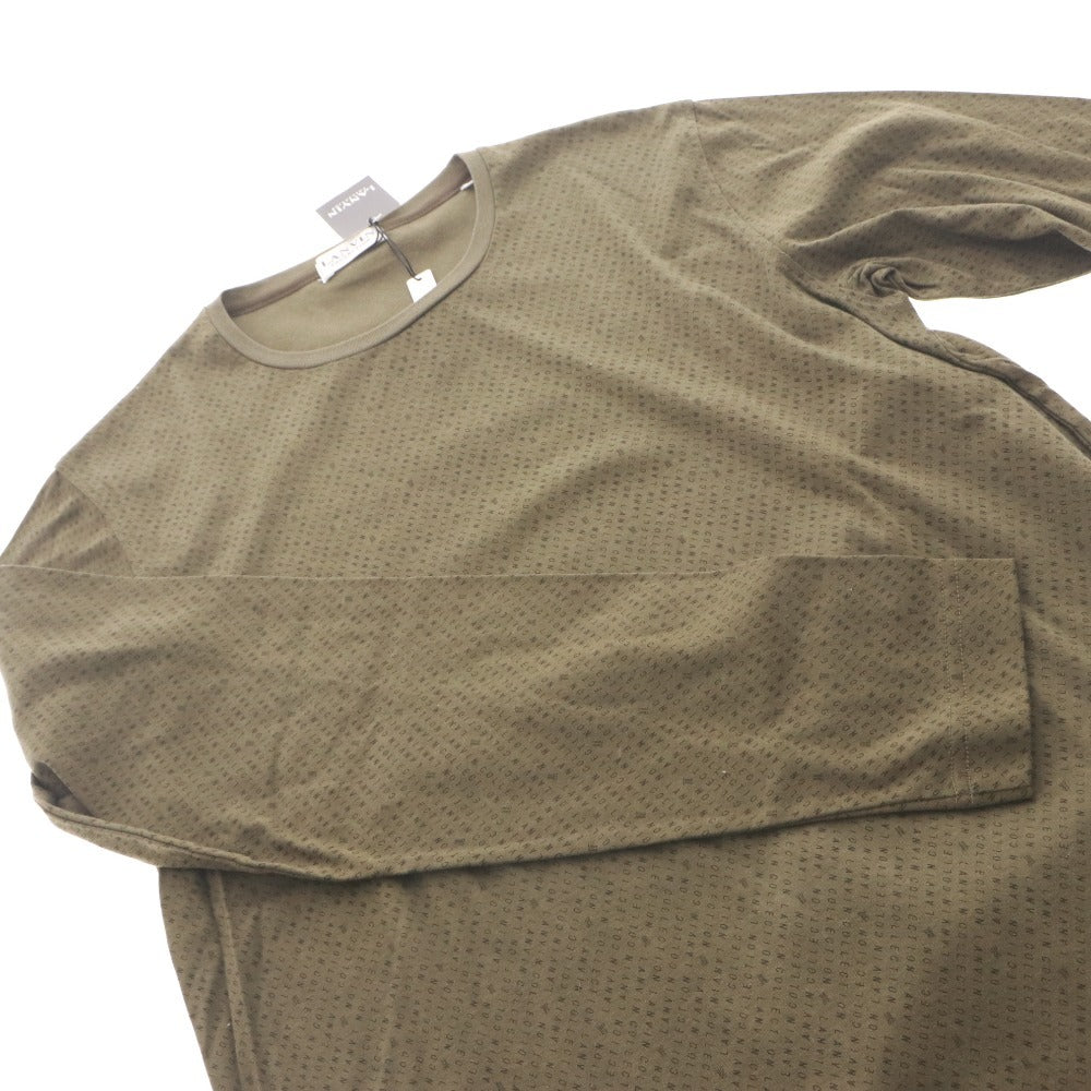 ■ LANVIN ランバン コレクション Tシャツ ロンT 長袖 トップス クルーネック 総柄 メンズ L カーキ タグ付き 未使用
