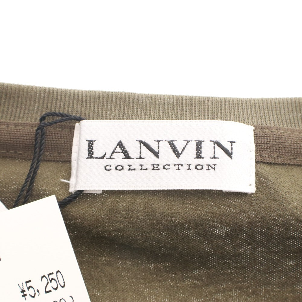 ■ LANVIN ランバン コレクション Tシャツ ロンT 長袖 トップス クルーネック 総柄 メンズ L カーキ タグ付き 未使用