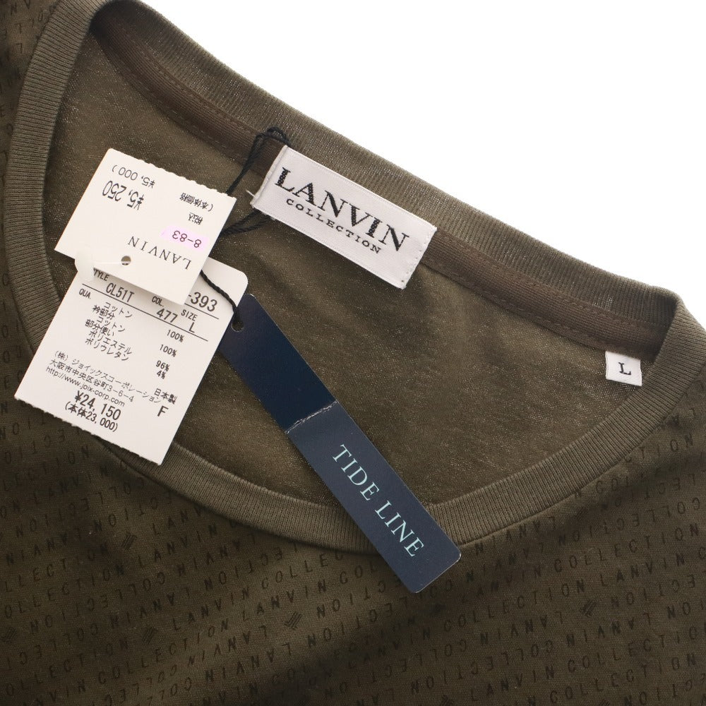 ■ LANVIN ランバン コレクション Tシャツ ロンT 長袖 トップス クルーネック 総柄 メンズ L カーキ タグ付き 未使用