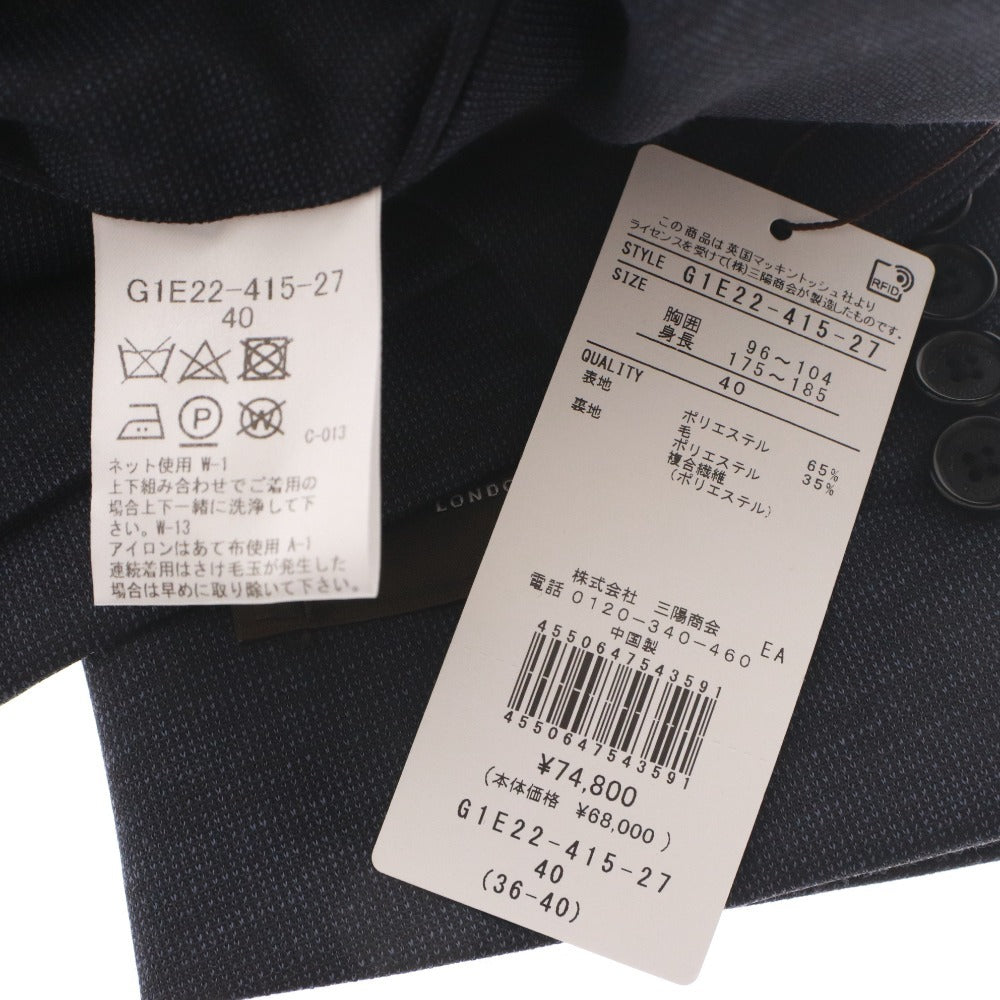 ■ MACKINTOSH マッキントッシュ テーラードジャケット アウター フレックスジャージー ピンドット メンズ 40 ネイビー タグ付き 未使用