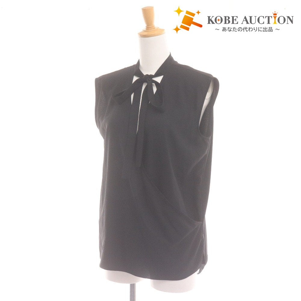 Theory Women's Sleeveless Tank Top with Bow Tie and Buttons, Size Small, Black