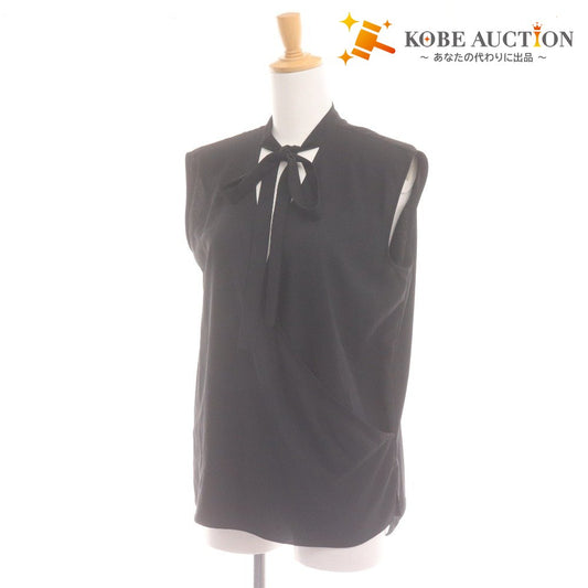 ■ Theory セオリー タンクトップ ノースリーブ トップス ボウタイ プルオーバー ボタン レディース S ブラック