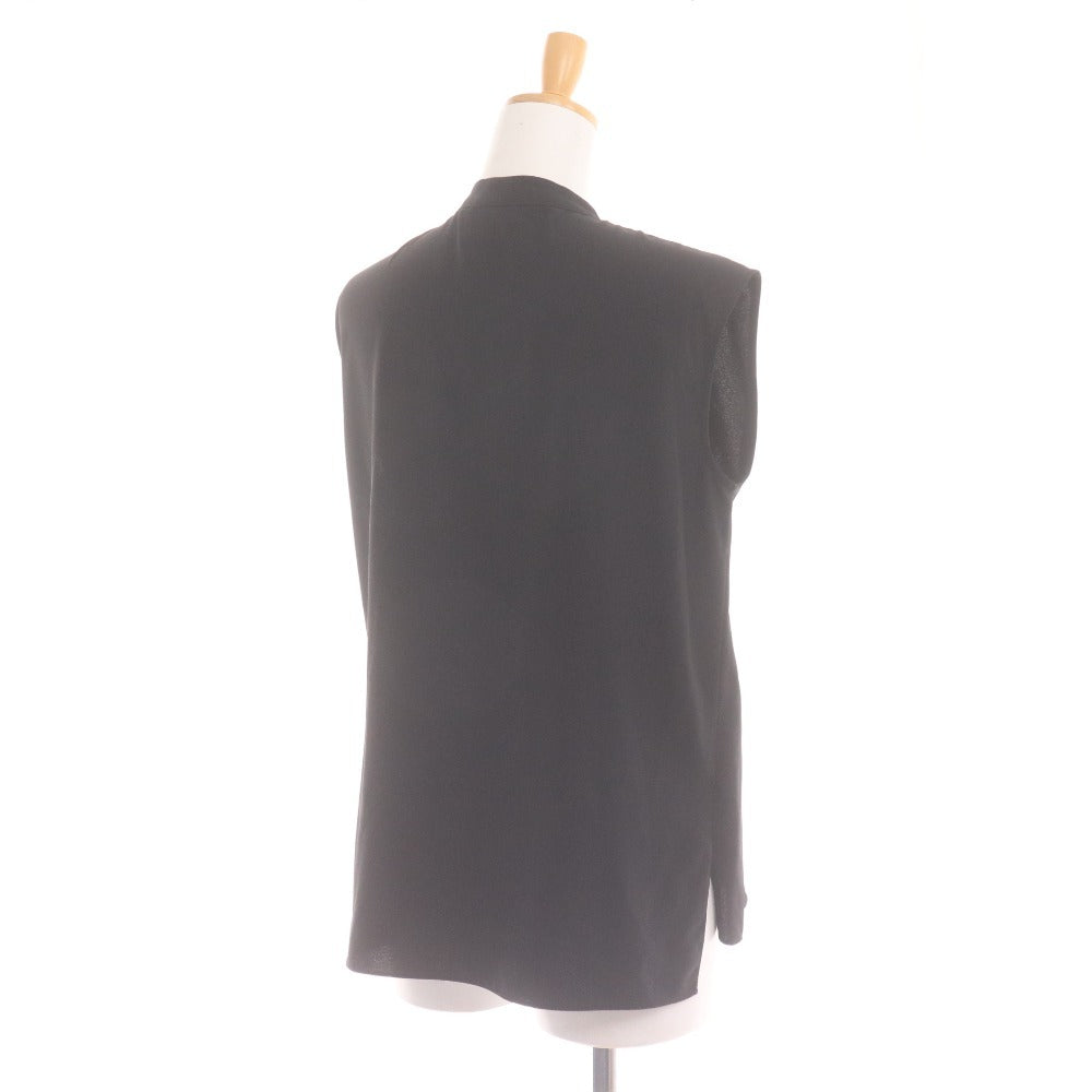 Theory Women's Sleeveless Tank Top with Bow Tie and Buttons, Size Small, Black