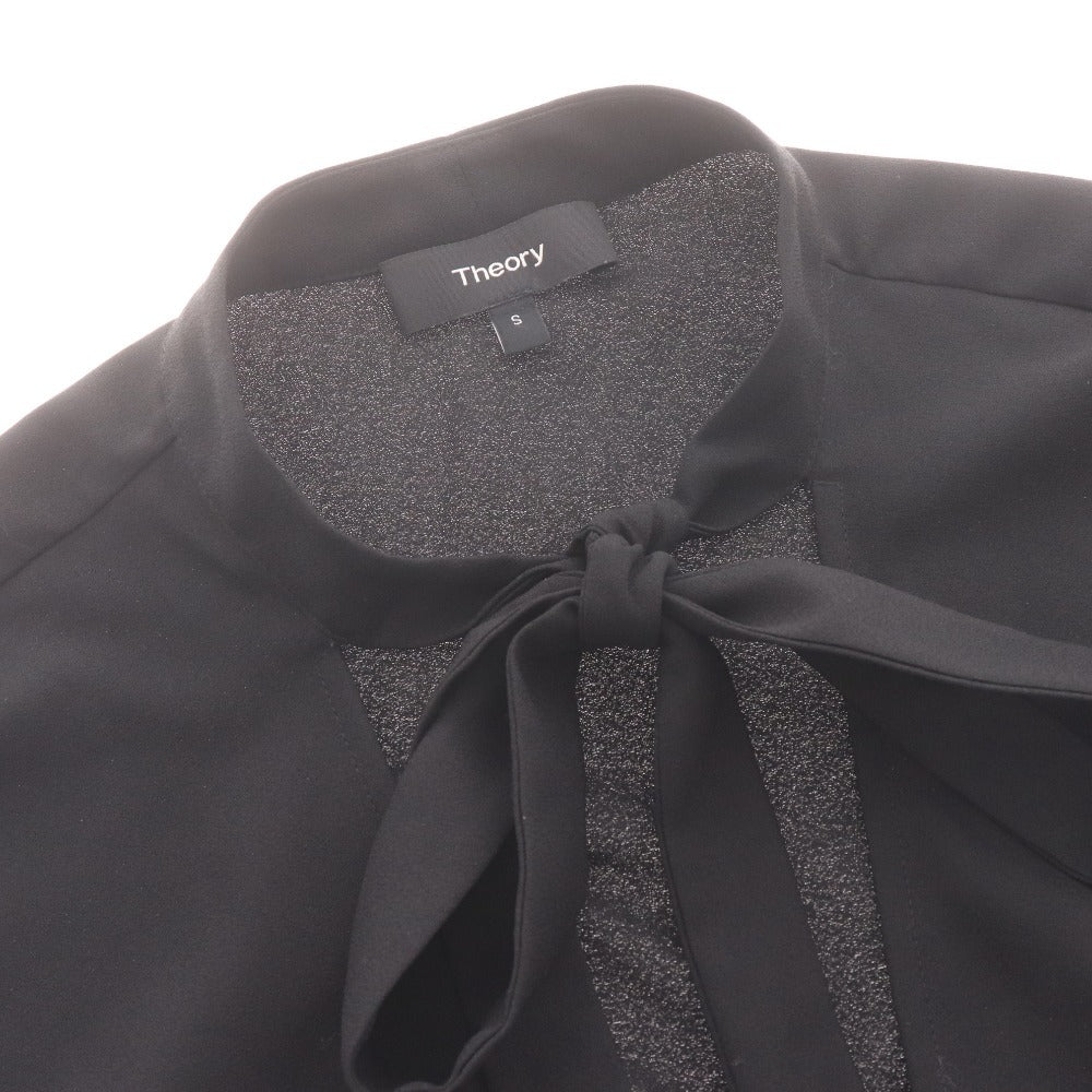 Theory Women's Sleeveless Tank Top with Bow Tie and Buttons, Size Small, Black