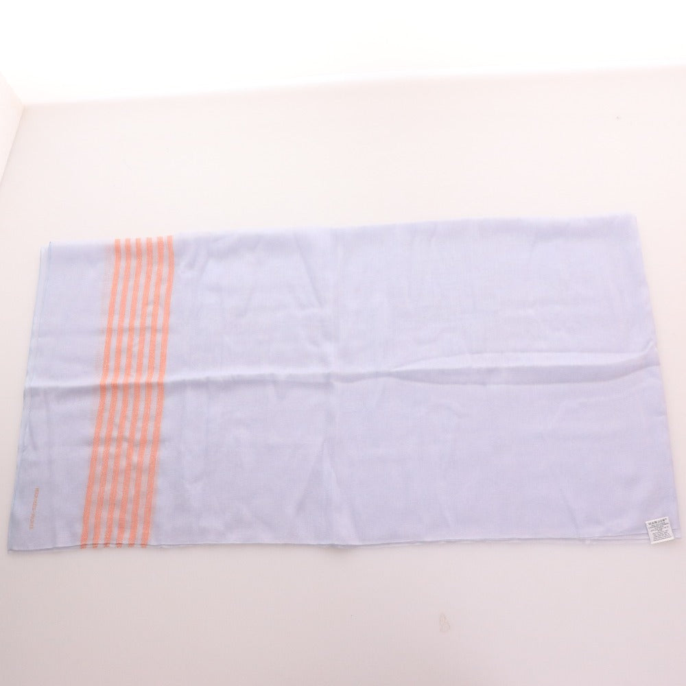 ■ HERMES Large Striped Cashmere Blend Scarf for Men and Women, Light Blue, Includes Bag