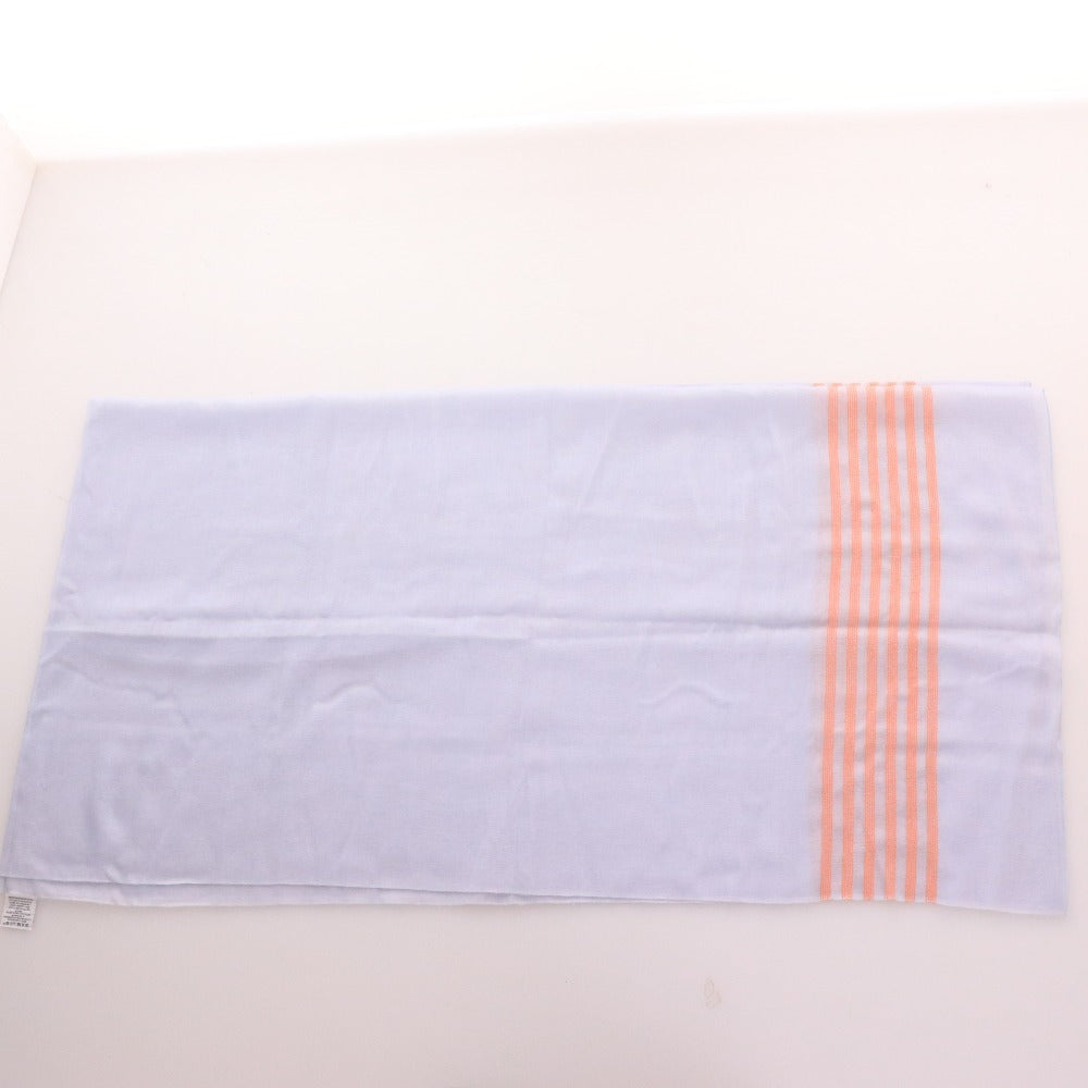 ■ HERMES Large Striped Cashmere Blend Scarf for Men and Women, Light Blue, Includes Bag