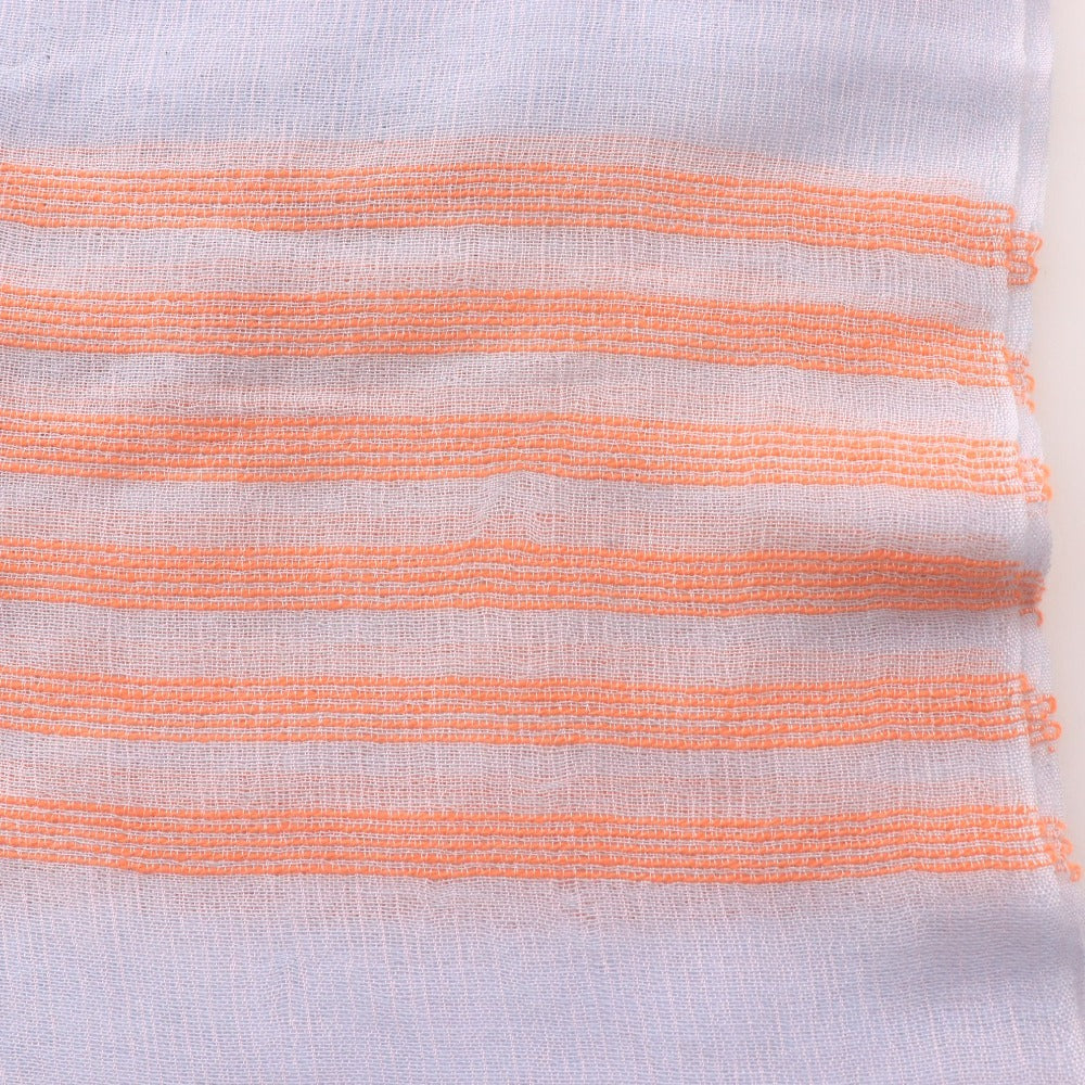 ■ HERMES Large Striped Cashmere Blend Scarf for Men and Women, Light Blue, Includes Bag