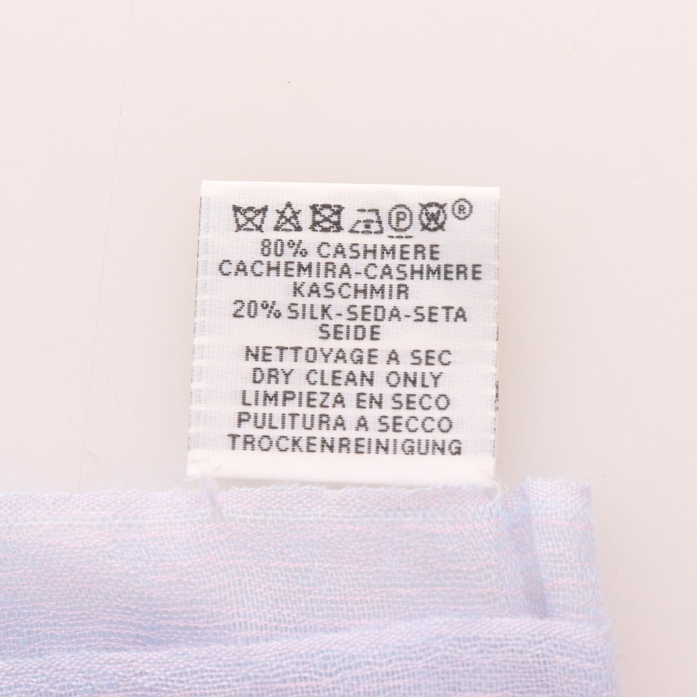 ■ HERMES Large Striped Cashmere Blend Scarf for Men and Women, Light Blue, Includes Bag