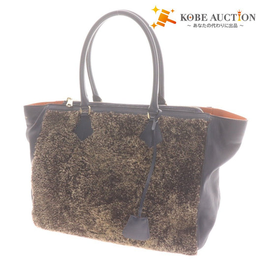 ■ ADMJ エーディーエムジェイ トートバッグ A350267 鞄 ボア ファスナー ロゴ レディース ネイビー