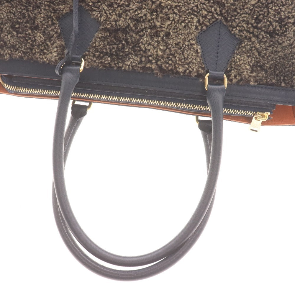 ■ ADMJ エーディーエムジェイ トートバッグ A350267 鞄 ボア ファスナー ロゴ レディース ネイビー