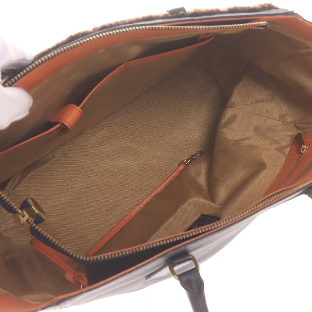 ■ ADMJ エーディーエムジェイ トートバッグ A350267 鞄 ボア ファスナー ロゴ レディース ネイビー