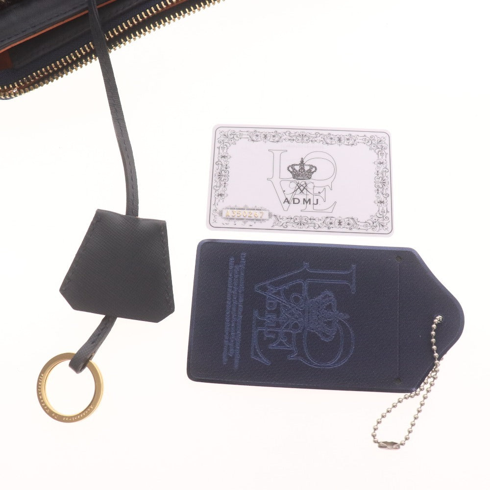 ■ ADMJ エーディーエムジェイ トートバッグ A350267 鞄 ボア ファスナー ロゴ レディース ネイビー