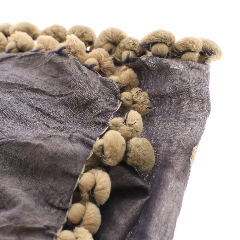 ■ matta Polka dot pompom scarf, 100% cotton, women's, navy