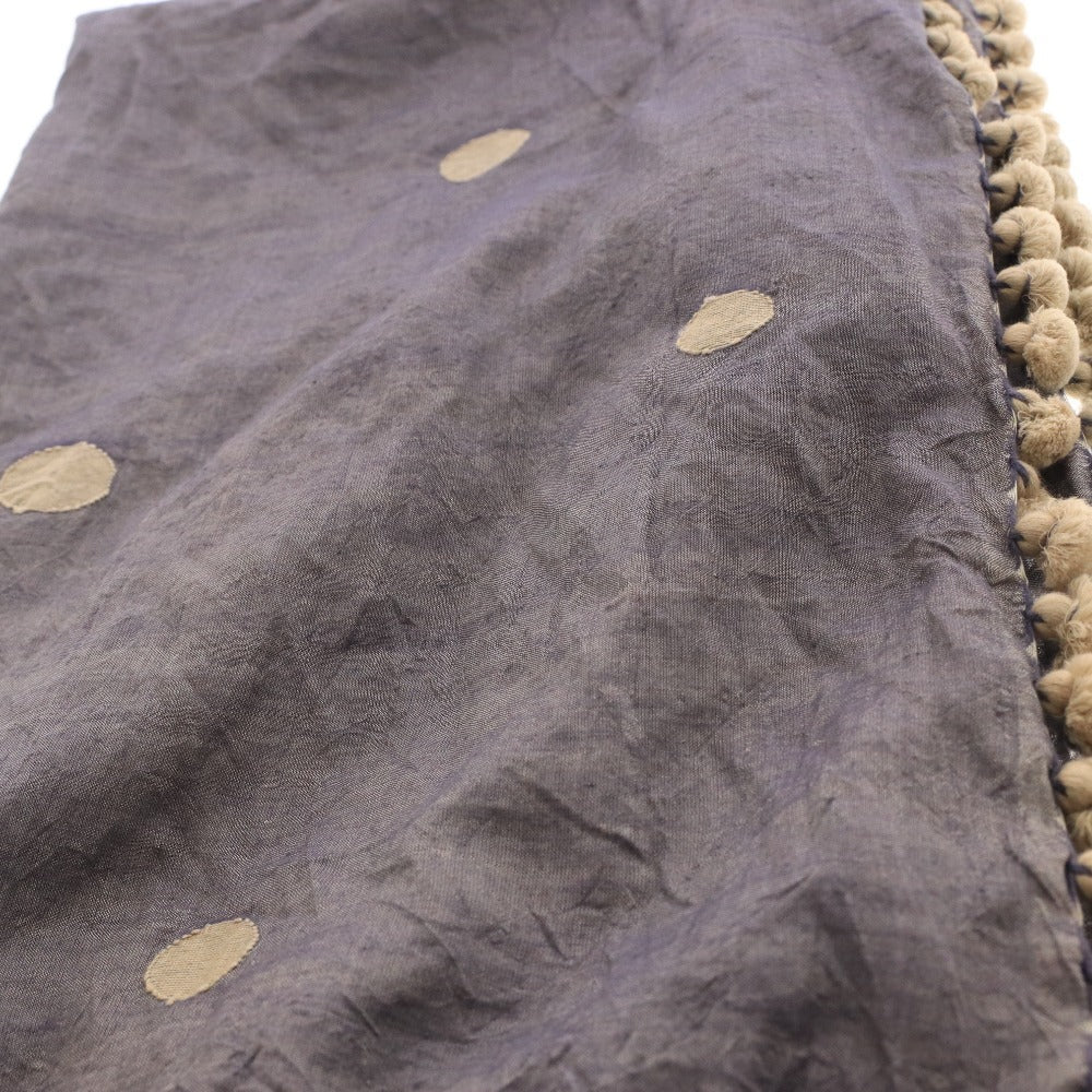 ■ matta Polka dot pompom scarf, 100% cotton, women's, navy