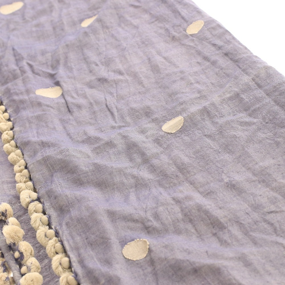 ■ matta Polka dot pompom scarf, 100% cotton, women's, navy