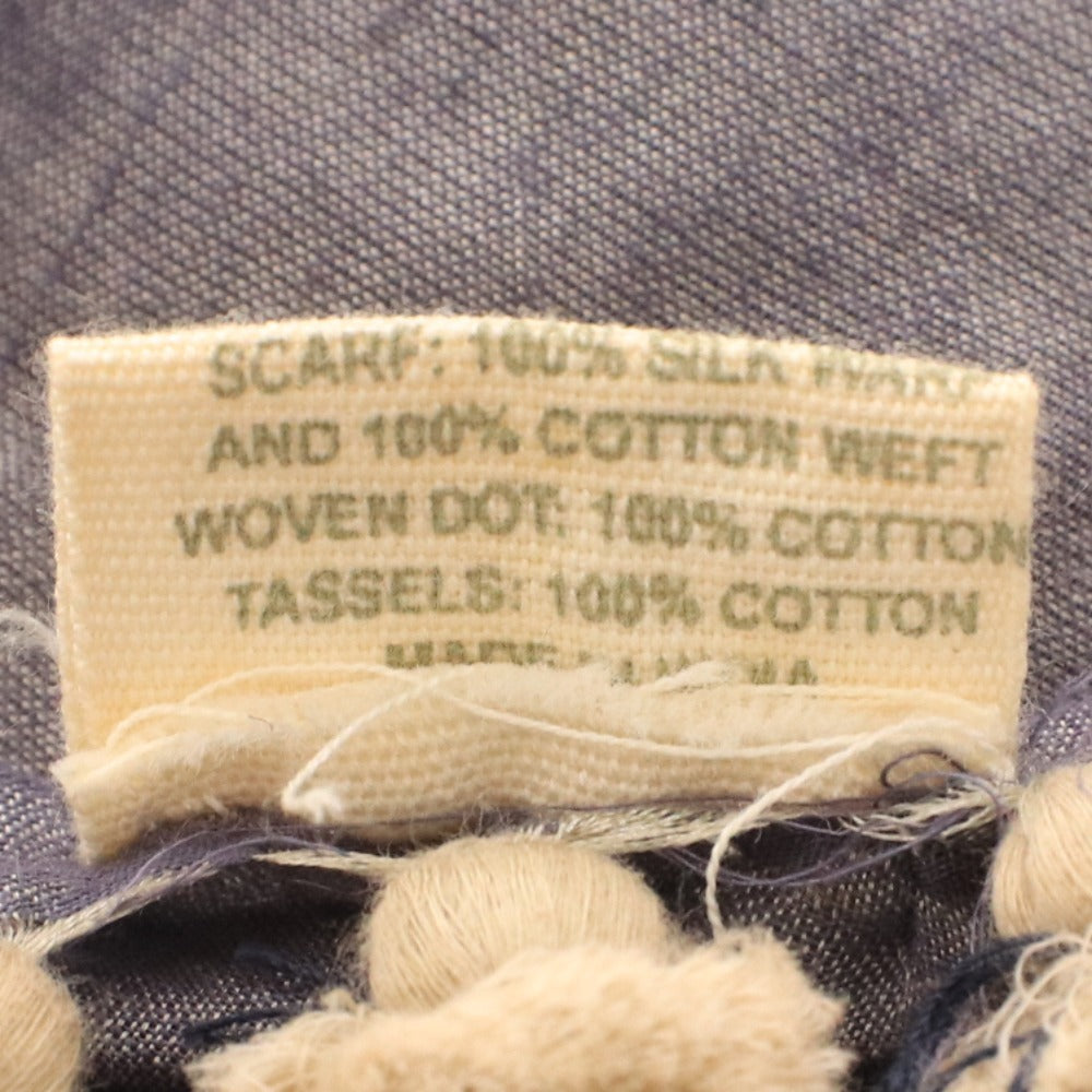 ■ matta Polka dot pompom scarf, 100% cotton, women's, navy