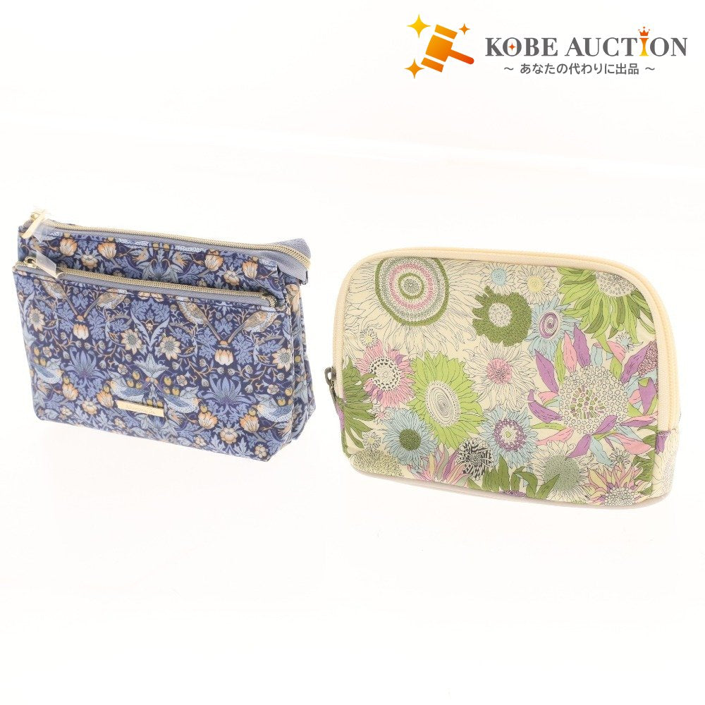 ■ INTERMODE AfternoonTea Pouch Set of 2, Zippered, Small Item Storage, Cosmetic Pouch, Makeup Tool, Women's, Blue/Green, Tags Included, Unused