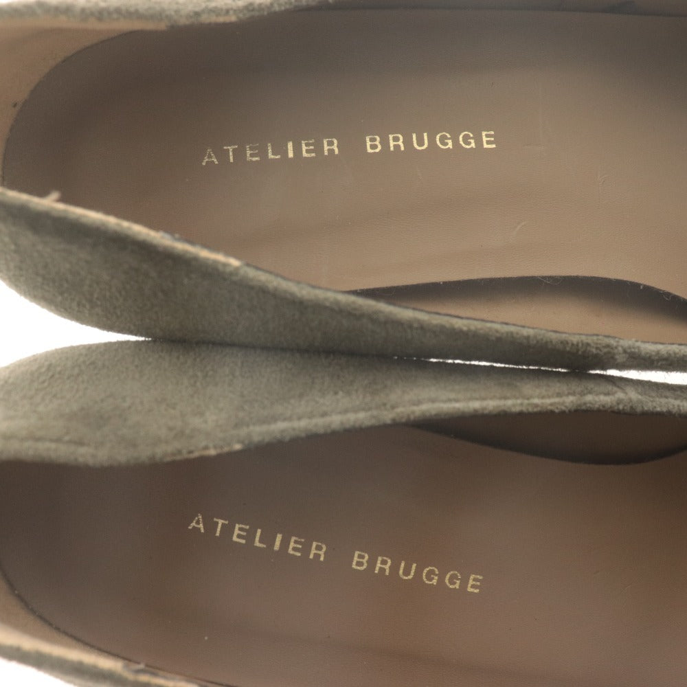 ■ アトリエブルージュ atelier brugge パンプス 靴 ポインテッドトゥ ヒール スエード レディース 23 1/2 グレー