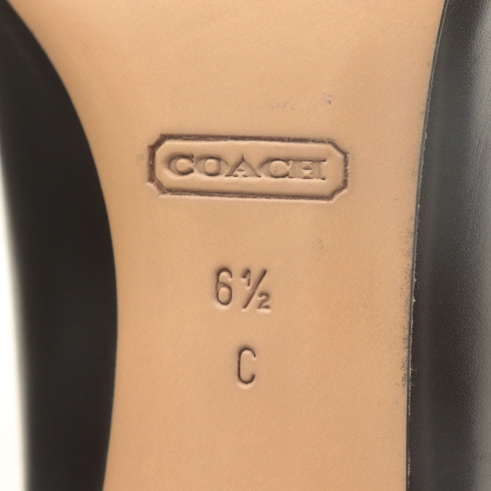 ■ コーチ COACH パンプス 靴 ホースビット ローヒール スクエアトゥ レザー シルバー 金具 レディース 6 1/2 C(23.5相当）ブラック