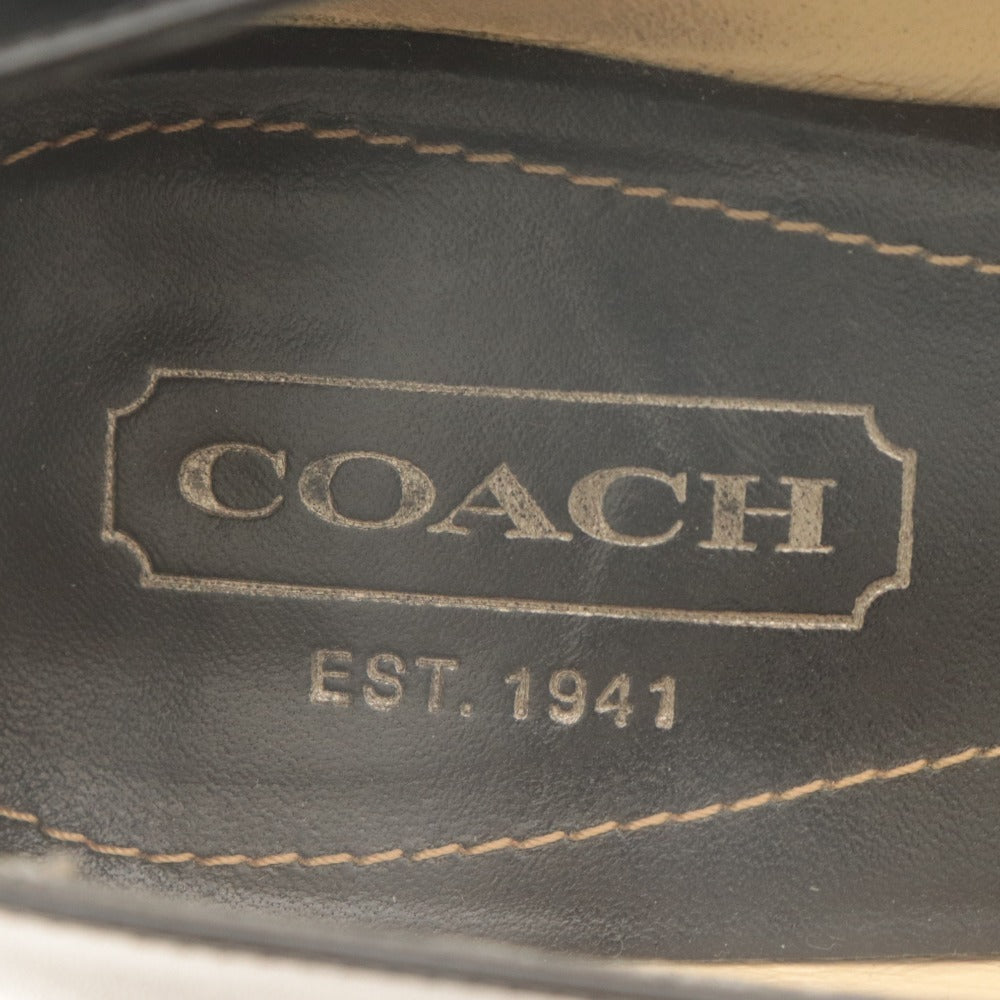 ■ コーチ COACH パンプス 靴 ホースビット ローヒール スクエアトゥ レザー シルバー 金具 レディース 6 1/2 C(23.5相当）ブラック