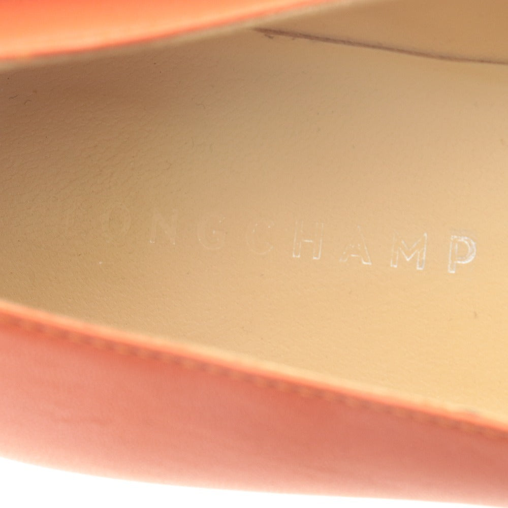 ■ ロンシャン LONGCHAMP パンプス 靴 フラットシューズ メタルボタン レディース 36(22.5~23cm相当）オレンジ