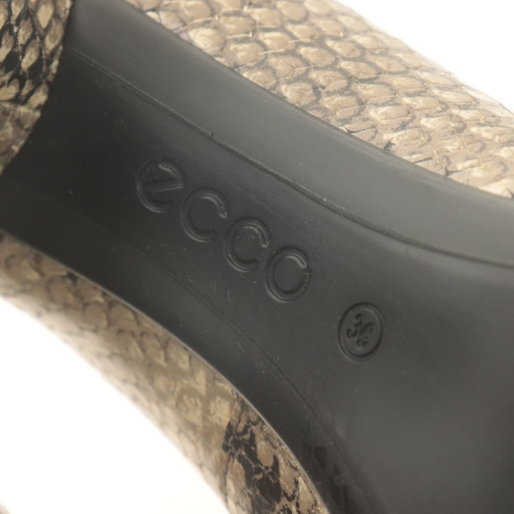 ■ エコー ECCO パンプス 靴 ポインテッドトゥ ヒール パイソン柄 レディース 36(23~23.5cm）ブラック グレー系