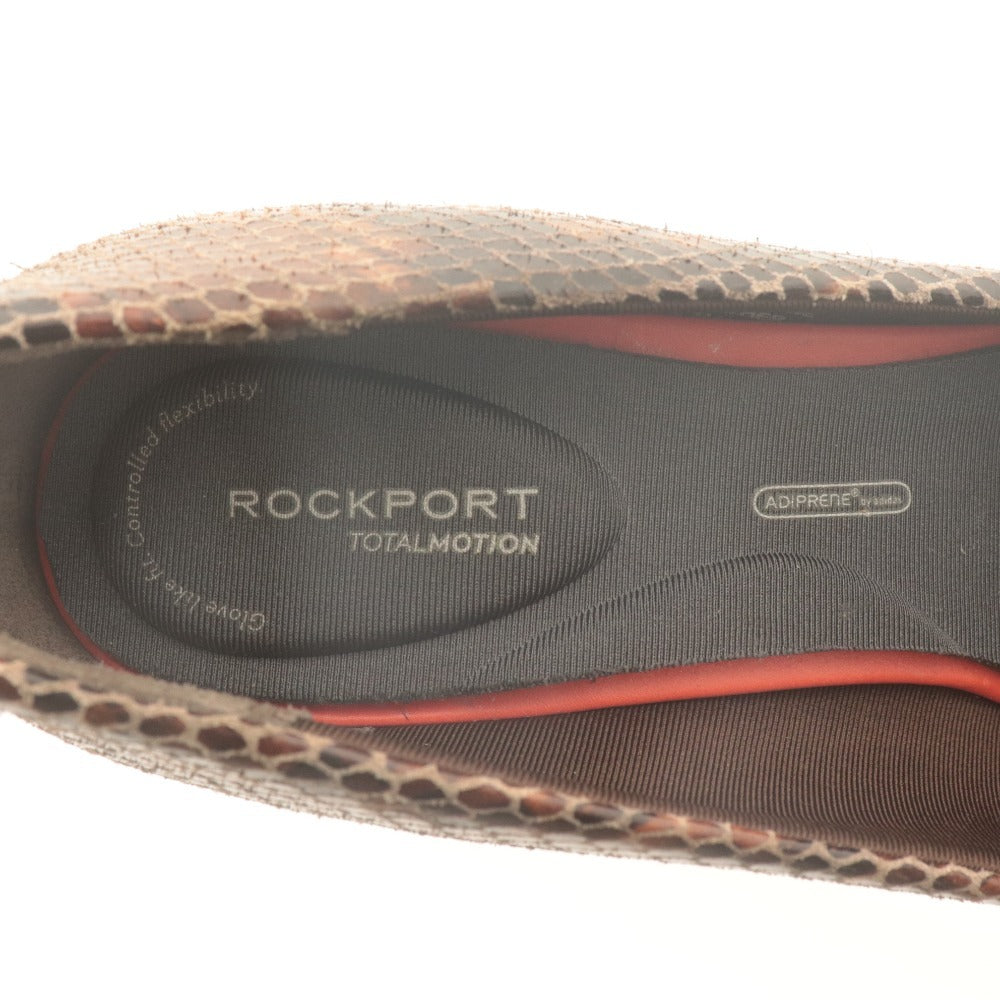 ■ ロックポート ROCKPORT パンプス 靴 ピンヒール ポインテッドトゥ トータルモーション パイソン柄 レディース 23cm ブラウン系