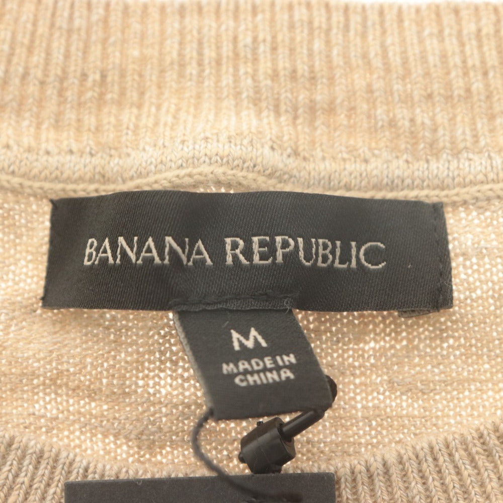 ■ バナナリパブリック BANANA REPUBLIC ニット 半袖 トップス リネン混 薄手 レディース M ベージュ 未使用 タグ付き