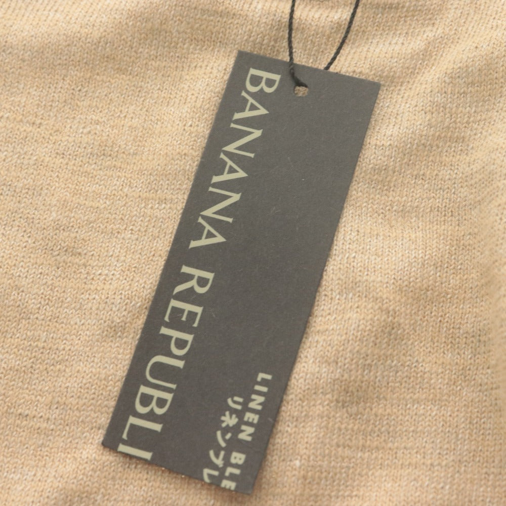 ■ バナナリパブリック BANANA REPUBLIC ニット 半袖 トップス リネン混 薄手 レディース M ベージュ 未使用 タグ付き