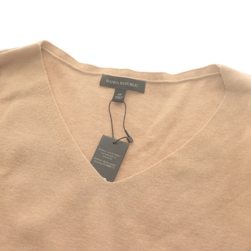 ■ バナナリパブリック BANANA REPUBLIC ニット 長袖 トップス Vネック セーリンセーター レディース M ベージュ 未使用 タグ付き