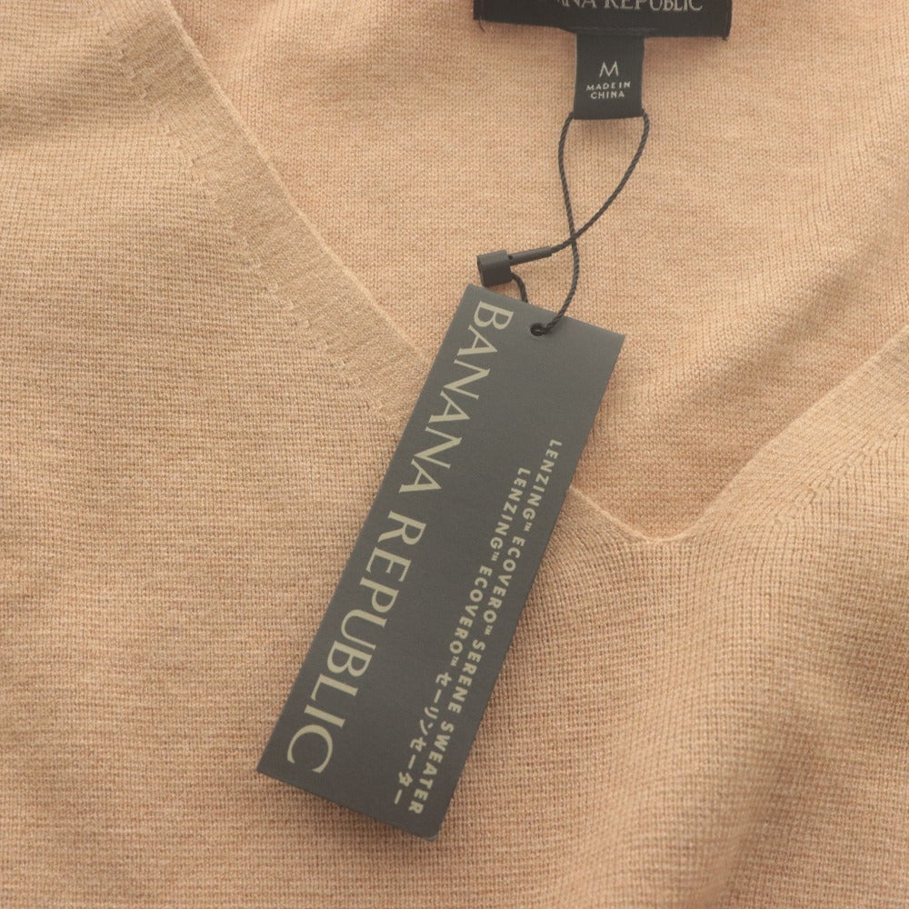■ バナナリパブリック BANANA REPUBLIC ニット 長袖 トップス Vネック セーリンセーター レディース M ベージュ 未使用 タグ付き