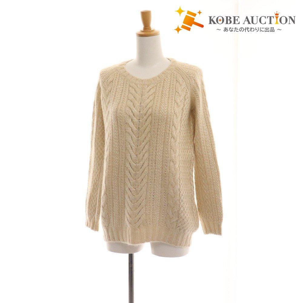 ■ Drawer Knit Sweater Cable Long Sleeve Top Chibana Kurara Alpaca Silk Shiny Women's 1 Beige