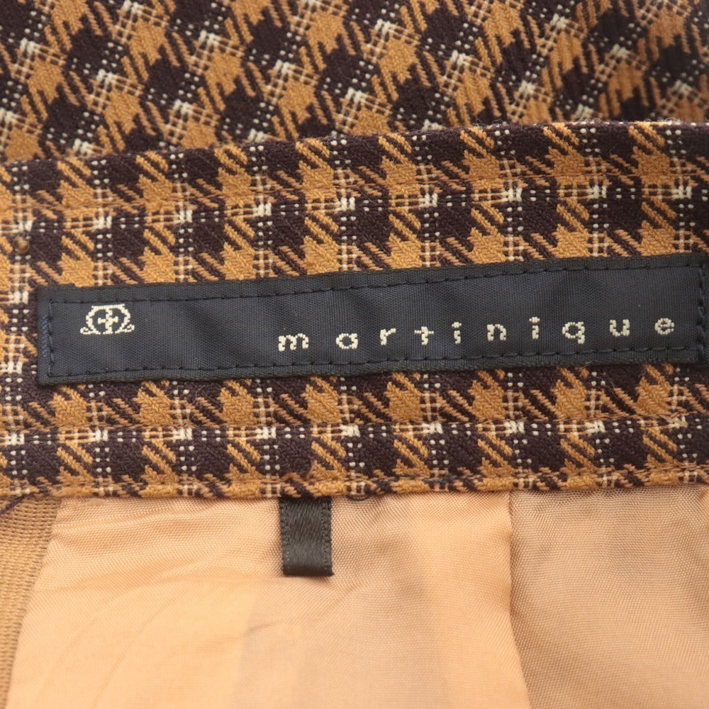 ■ martinique マルティニーク タイトスカート ボトムス ひざ丈 Aライン 総柄 かぎホック レディース 1 (S相当) ブラウン系 美品